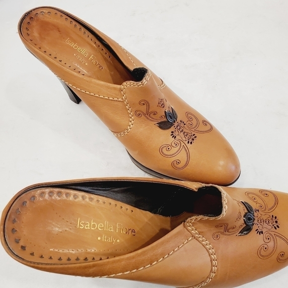 Isabella Fiore Mule Clogs Heels Brown Leather Made in Italy - Picture 8 of 8
